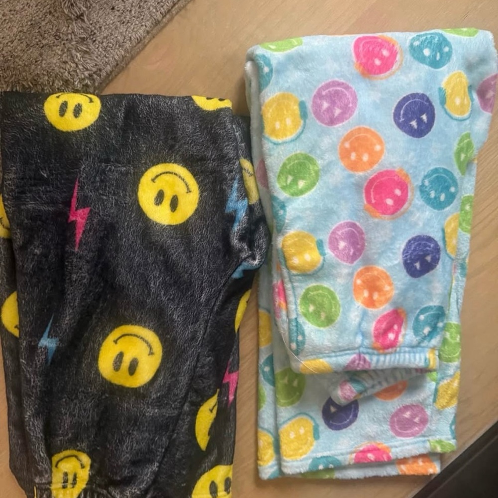 Smiley Face Kids Pajama Bottoms - Black and Multicolor